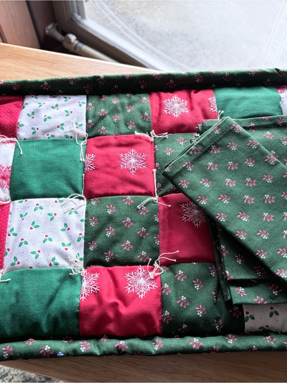Kids Holiday Patchwork Quilted Bottoms - Green & Red
